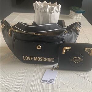 Love Moschino Black Bag and Wallet Set